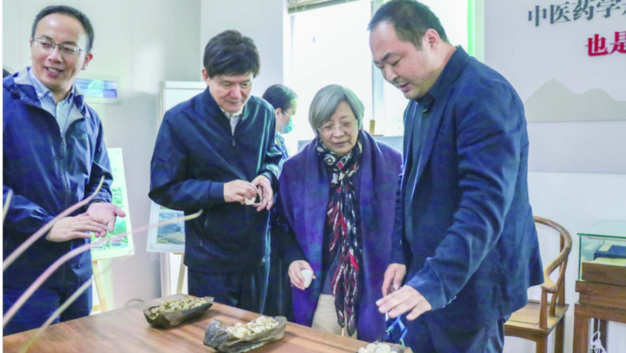 趙玉芬院士團(tuán)隊(duì)成員查看飛天歸來的浙貝母種子 學(xué)校供圖.jpg